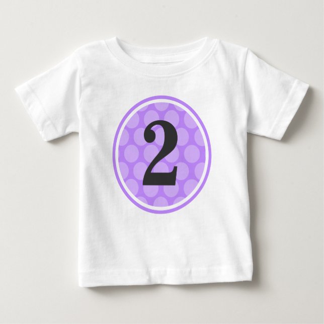 Modern Lila Polka Dot Second Birthday Girl Tee (Framsida)