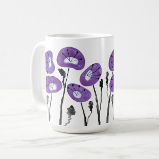 Modern Lila Poppies Watercolor Flowers Tea och Kaffemugg