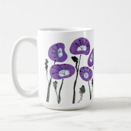 Modern Lila Poppies Watercolor Flowers Tea och Kaffemugg