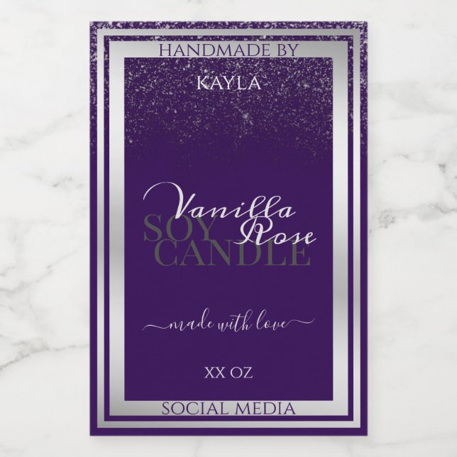 Modern Lila-produktpaketetikett Silver-regn Mat Etikett (Singel etikett)