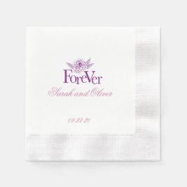 Modern Lila Pur Bröllop Blommigt Pappersservett