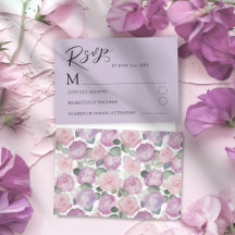 Modern lila ros RSVP bröllopskort