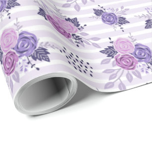 Modern lila rosa blommönster presentpapper