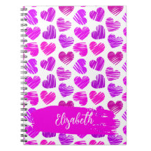 Modern Lila Rosa Doodled Hearts Valentine Namn