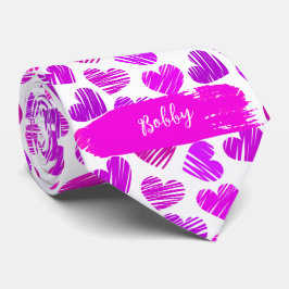 Modern Lila Rosa Doodled Hearts Valentine Namn Slips