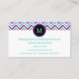 Modern Lila, Rosa, Grått och kalk. Chevron Visitkort