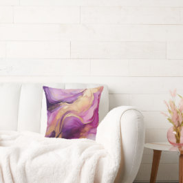 Modern Lila Rosa och Guld Kudde