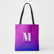 Modern lila rosa ombré sjöjungfruskvamar monogram