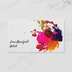 Modern Lila Rosa Red Guld Paint Splatter Visitkort