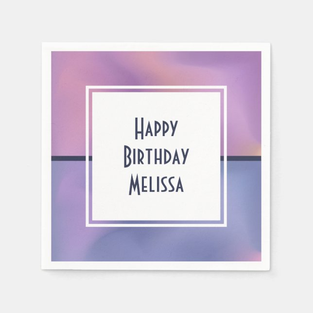 Modern Lila & Rosa Swirling-Abstrakt födelsedag Pappersservett (Framsidan)