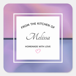 Modern Lila & Rosa Swirling Abstrakt Kitchen Fyrkantigt Klistermärke