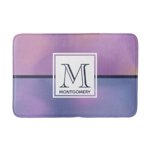 Modern Lila & Rosa Swirling Abstrakt Monogram Badrumsmatta