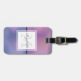 Modern Lila & Rosa Swirling Abstrakt Monogram Bagagebricka