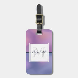 Modern Lila & Rosa Swirling Abstrakt Monogram Bagagebricka