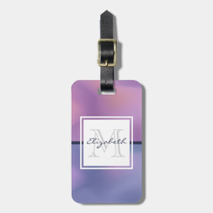 Modern Lila & Rosa Swirling Abstrakt Monogram Bagagebricka
