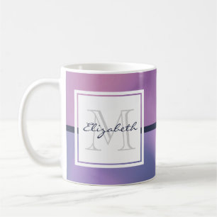 Modern Lila & Rosa Swirling Abstrakt Monogram Kaffemugg