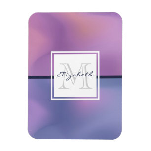 Modern Lila & Rosa Swirling Abstrakt Monogram Magnet