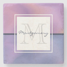 Modern Lila & Rosa Swirling Abstrakt Monogram Stenunderlägg