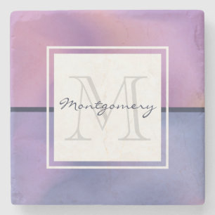 Modern Lila & Rosa Swirling Abstrakt Monogram Stenunderlägg