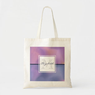 Modern Lila & Rosa Swirling Abstrakt Monogram Tygkasse