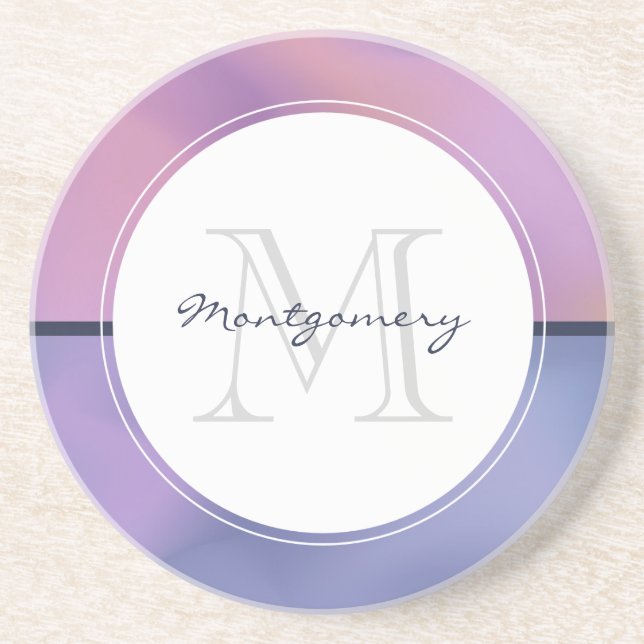 Modern Lila & Rosa Swirling Abstrakt Monogram Underlägg (Framsidan)