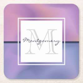 Modern Lila & Rosa Swirling Abstrakt Monogram Underlägg Papper Kvadrat