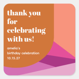 Modern Lila Rust Art Anpassningsbar Birthday Tack Fyrkantigt Klistermärke