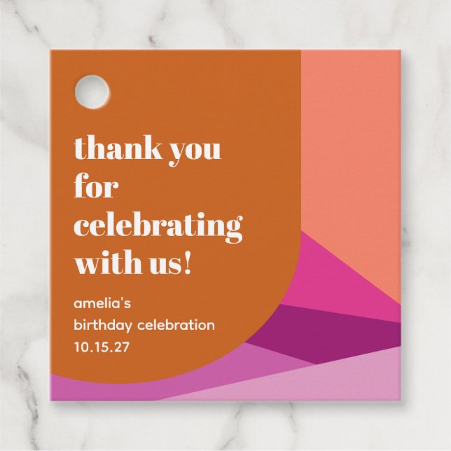 Modern Lila Rust Art Anpassningsbar Birthday Tack Gåvor Etiketter (Framsida)