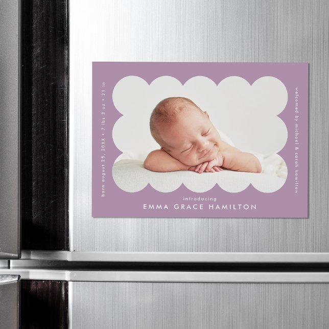 Modern Lila Scalloped Photo Birth (Skapare uppladdad)