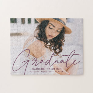 Modern Lila Script Photo Studenten Pussel