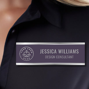 Modern Lila Silver Business Logotyp Namnbricka