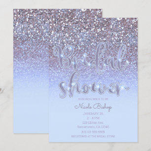 Modern Lila Silver Glam Glitter Bröllopsfest Inbjudningar