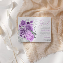 Modern Lila sin Blommigt Boho Baby Shower