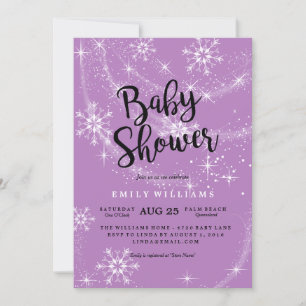 Modern Lila Snowflake Baby Shower-inbjudan Inbjudningar