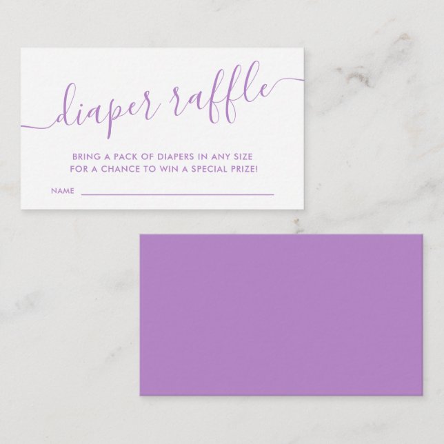 Modern lila spädbarnsvindelslotteri Biljett Inclos Tilläggskort (Fram/baksida)