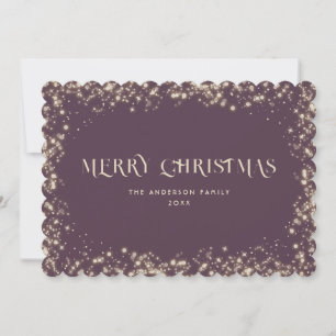 Modern Lila Sparkly Snowy God jul Card Julkort