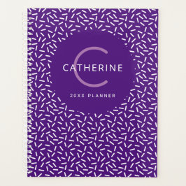 Modern Lila Sprinkle Mönster Monogram Namn Plann