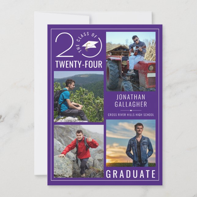 Modern Lila Studenten 4 Foton Meddelande (Framsida)