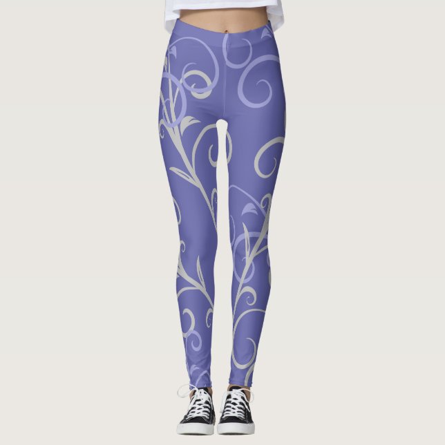 Modern Lila Swirl Mönster Leggings (Framsida)