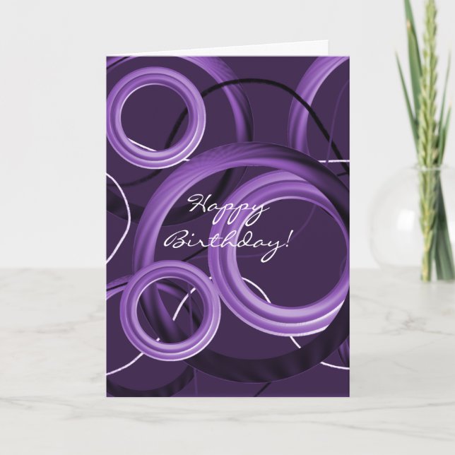 Modern Lila Swirls Birthday Card Kort (Framsida)