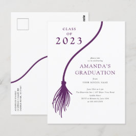 Modern Lila Tassel Studentfest Postcard Vykort