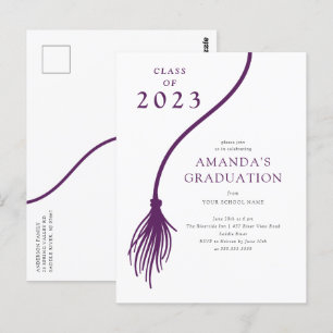 Modern Lila Tassel Studentfest Postcard Vykort
