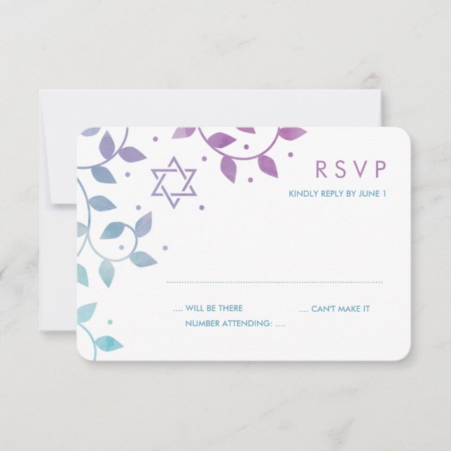 Modern Lila + Teal Bat mitzvah OSA kort (Framsida)