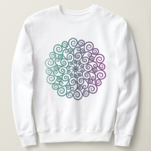 Modern lila teal blommigt mandala ombre t shirt