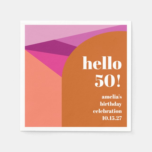 Modern Lila Terracotta Art Anpassningsbar 50:e föd Pappersservett (Framsidan)