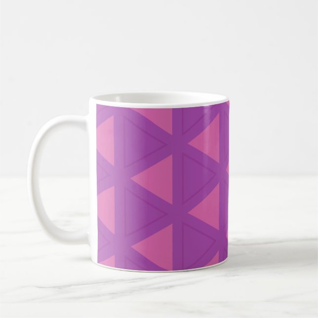 Modern Lila Triangle Mönster Kaffemugg (Vänster)