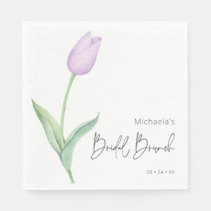 Modern Lila Tulip Solo Möhippa Brunch Luncheon Pappersservett