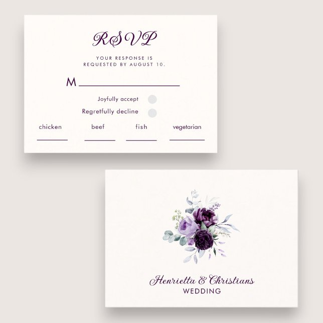 Modern lila typografi RSVP-kort Tilläggskort (Skapare uppladdad)