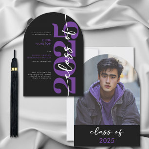 Modern Lila Typography Arch Grad Announcement Inbjudningar