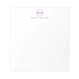 Modern Lila Violet Circle Two Monogram - början Anteckningsblock